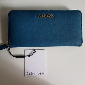 NWT Calvin Klein Teal Leather Wallet